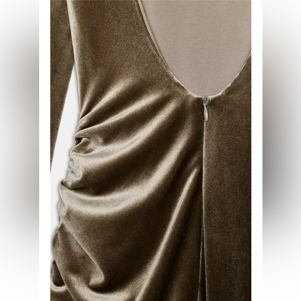 Zara Elegant Long Sleeve Velvet Dress - Picture 5 of 7